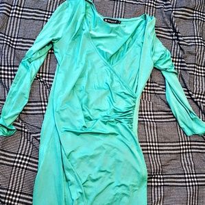 Green knee length allegra k stretchy dress
